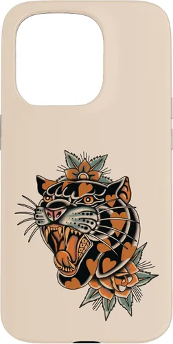 Vista 14 de American Traditional Panther with Hearts Old School Tattoo Case para iPhone 17