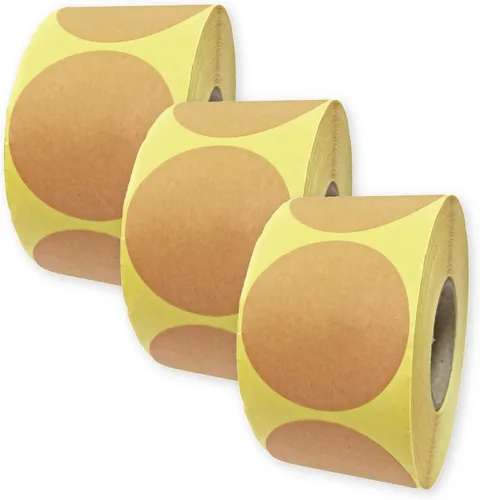 Vista 8 de 1000 unidades, 1 pulgada – Etiquetas adhesivas redondas de papel kraft marrón, etiquetas de precios