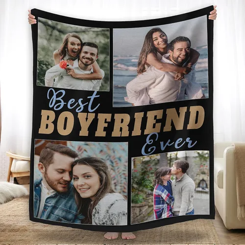 Vista 8 de YESCUSTOM Manta de fotos personalizada con tus fotos y textos, fabricada en Estados Unidos, regalo para esposas amigas para vacaciones, cumpleaños
