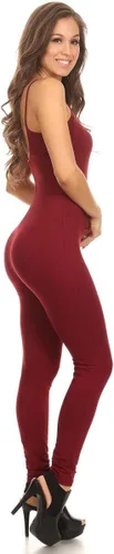 Vista 4 de Stretch Cotton Bodysuit - Bodysuit de cuerpo completo de algodón elástico con tirantes estilo espagueti, enterizo