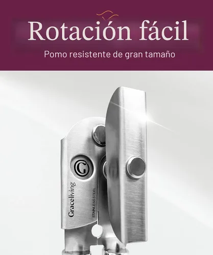 Vista 3 de Abrelatas manual resistente con levantador de tapa magnética, color negro Premium Stainless Steel Body, Sharp Cutting Blade, Oversized Easy-Turn