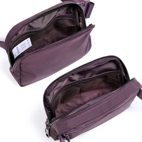 Vista 4 de ODODOS Minicangurera unisex con correa ajustable, para entrenamiento, correr, viajes o senderismo, Ciruela
