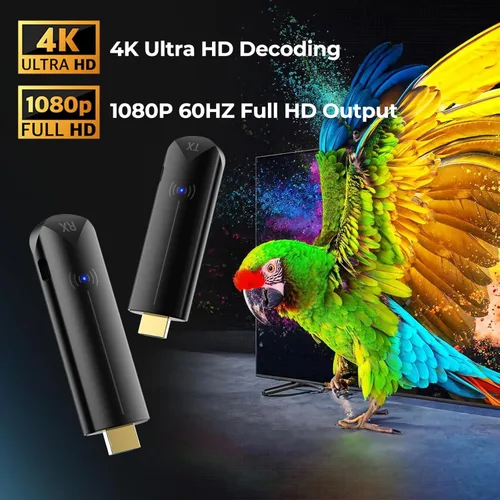 Vista 4 de Transmisor y receptor HDMI inalámbrico, 328 pies/328.1 ft, Plug & Play, 5G + 2.4G, 4K decodificación 1080P, kit extensor HDMI inalámbrico portátil
