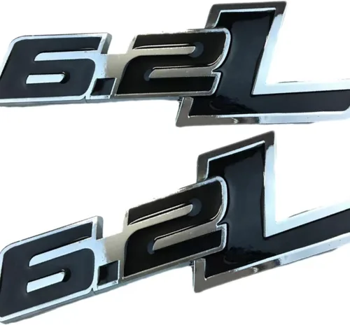 Vista 3 de 2 emblemas de 6.2L con logotipo 3D para el capó, compatible con Silverado 1500 2500HD (negro brillante)