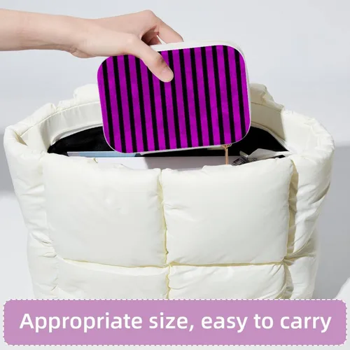 Vista 4 de Personalized Travel Mini Jewelry Box Organizer Storage Case for Women Rose Black Color Stripes