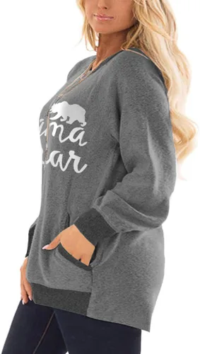 Vista 2 de DOLNINE - Sudaderas de manga larga y con bolsillos para mujer, con bloque de color, tallas extragrandes