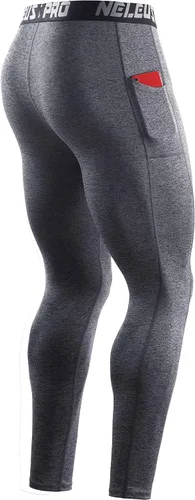 Vista 6 de NELEUS Pantalones de compresión Dry Fit para hombre con bolsillo para teléfono