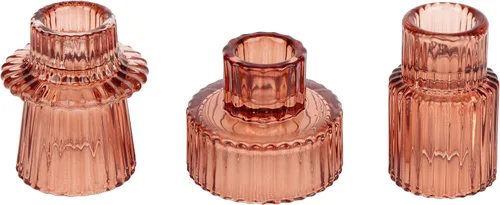 Vista 28 de Vixdonos Portavelas de cristal cónico para centros de mesa, decoración de boda y cena (3 piezas, ámbar)