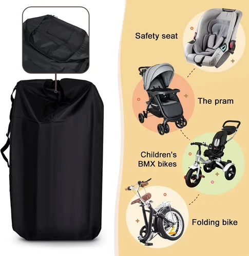 Vista 4 de LIHAO Bolsa de viaje para cochecito, bolsa de control de puerta para asiento de automóvil, bolsa de transporte de viaje impermeable, 600D Oxford