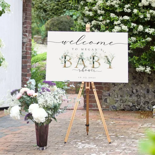 Vista 11 de Personalized Welcome Sign, Editable Baby in Floral Welcome Poster, Spring Flowers Baby Shower Decoration