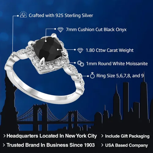 Vista 66 de Gem Stone King Anillo de compromiso solitario de moissanita blanca con piedra natal de corte cojín de 0.276 in para mujer, plata de ley 925
