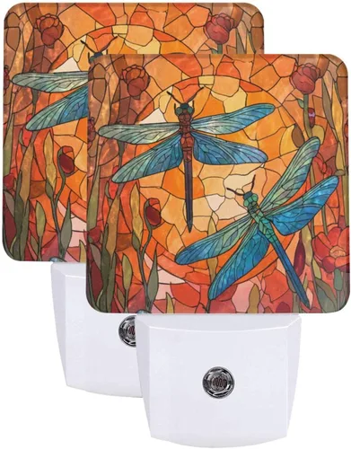 Vista 30 de Ouqiuwa Juego de 2 luces nocturnas enchufables para Navidad, rojo, invierno, feliz año nuevo, LED, sensor de movimiento, lámpara para dormitorio
