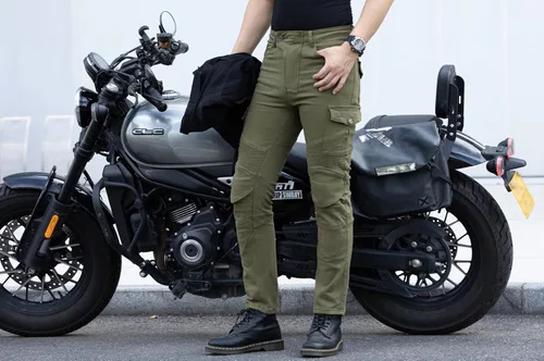 Vista 2 de CTBQiTom Pantalones de motocicleta para hombres Jeans elásticos de montar con armadura CE Nivel 2 Pantalones para desplazamientos urbanos