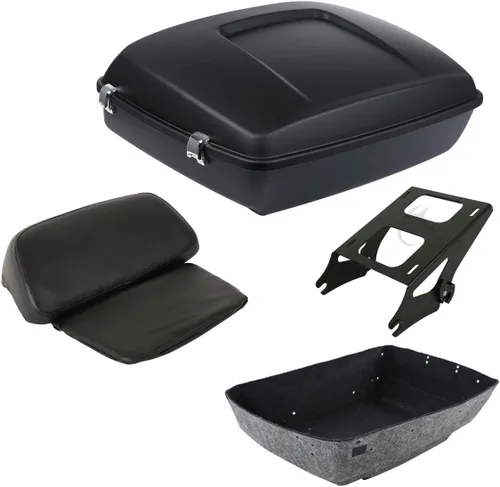 Vista 28 de XFMT Maleta negra mate cortada de 10.7 pulgadas con pestillo para Harley Trunk Touring Road King Street Glide Road Glide Electra Glide 2014-2025