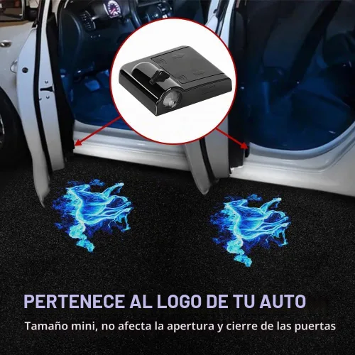 Vista 4 de Zufoty 2PCS Luces Proyectoras para Puertas de Automóvil, Proyector de Logo LED para Puerta de Automóvil, Luz LED Inalámbrica de Cortesía, Luces