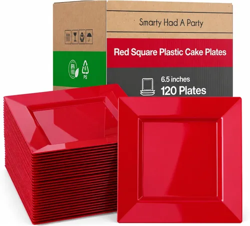 Vista 9 de Smarty Had A Party Platos desechables de plástico para postre, platos de ensalada cuadrados azules resistentes de 6.5 pulgadas para aperitivos