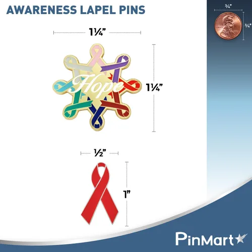 Vista 48 de PinMart Awareness - Pin de solapa esmaltado – Pin de cinta chapado en níquel y oro – Cinta de prevención y conciencia – Broche de joyería con parte