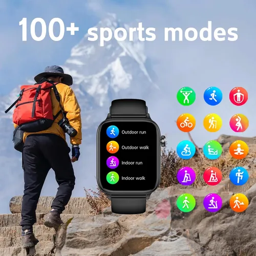 Vista 5 de Reloj inteligente para mujeres y hombres (respuesta/dial) reloj inteligente IPS de 1.96 pulgadas, frecuencia cardíaca 24/7, oxígeno en sangre