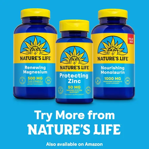 Vista 6 de NATURE'S LIFE Protección de zinc de 50 mg con 2.5 mg de cobre, suplemento de zinc quelado para apoyo inmunológico, salud ósea, función muscular