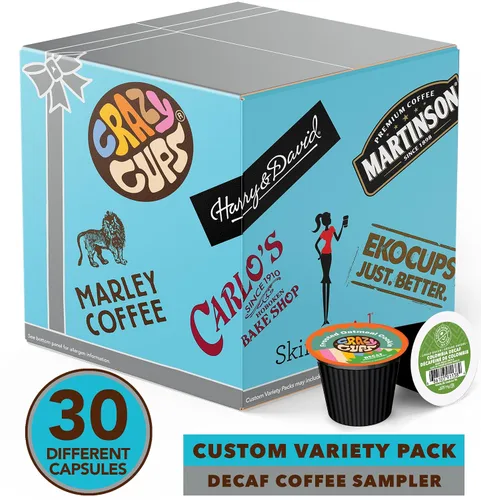 Vista 2 de Paquete variado de cápsulas de café descafeinado, surtido de cápsulas de café sin sabor y sabor compatibles con cafeteras Keurig K Cup, cápsulas