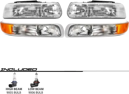 Vista 3 de EPIC LIGHTING OE Spec - Faros halógenos de repuesto compatibles con Chevrolet 99-02 SILVERADO, combo de 4 piezas Combo 4 piezas