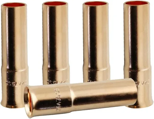 Vista 9 de WeldingCity Paquete de 2 boquillas de gas 24A-37-SS (tope corto) 3/8" para pistola de soldadura MIG Tweco Professional #3/#4 y Lincoln 300-450
