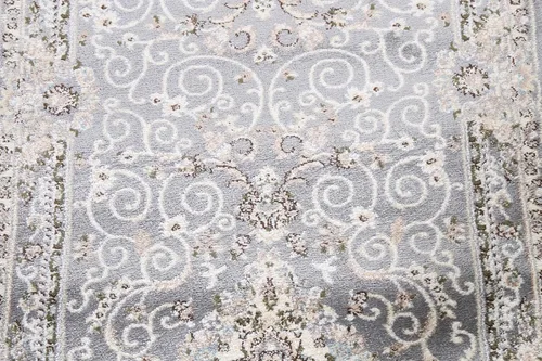 Vista 4 de Alfombra oriental de transición gris de polipropileno, 3 x 8 pulgadas
