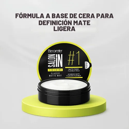 Vista 5 de Salon In de Recamier Cera clásica mate para el cabello, producto de peinado 2.47 oz / 70 g