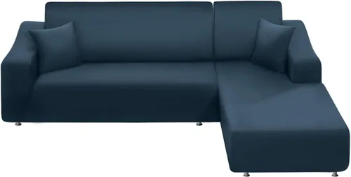Vista 12 de NAISI Funda para sofá en forma de L, 2 piezas, funda elástica suave con 2 fundas de almohada, protector de muebles, fundas de sofá seccional de 3