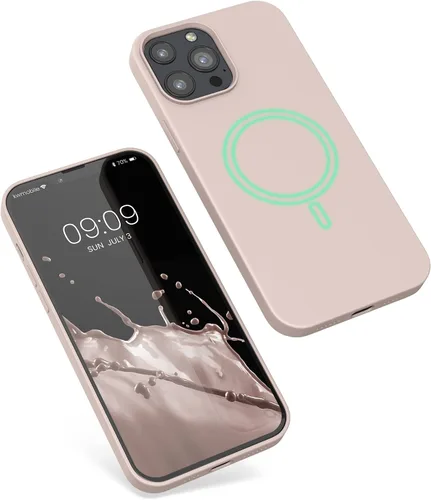 Vista 8 de kwmobile Funda de silicona TPU compatible con Apple iPhone 13 Pro Max, funda magnética, compatible con MagSafe, color rosa polvoriento