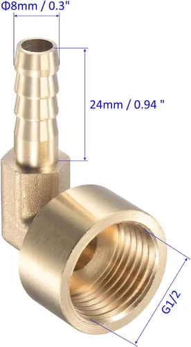 Vista 3 de M METERXITY Accesorios de latón para manguera, codo de 90 grados, conector de tubo de latón de 0.315 in con abrazaderas de manguera aplicable al