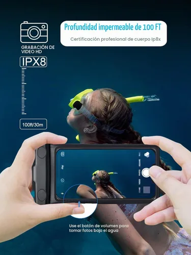Vista 2 de wellhouse Funda impermeable para teléfono, funda impermeable para iPhone 17 16 15 14 13 Pro Max XS Samsung, IPX8 3D bolsa seca para teléfono celular