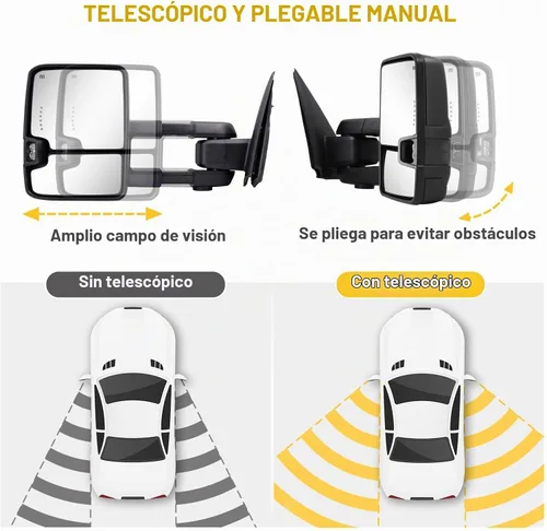 Vista 3 de Espejos de remolque para Dodge Ram 1500 2002-2008, Dodge Ram 2500 3500 2003-2009 con función de vidrio eléctrico calentado, luz de señal de giro