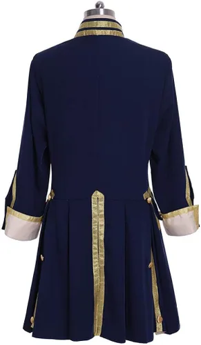 Vista 3 de Chamarra Steampunk para hombre chaqueta trasera gótica de Regencia medieval 18 uniforme militar colonial abrigo