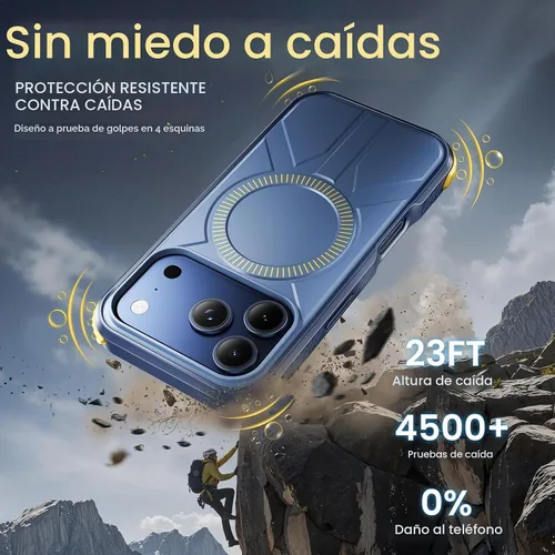 Vista 4 de 1 funda para iPhone 17 Pro Max con [protectores de pantalla y lente de cámara], azul