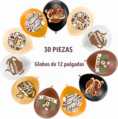 Vista 4 de 30 globos de café, 6 estilos para suministros de fiesta de café y decoraciones de cumpleaños