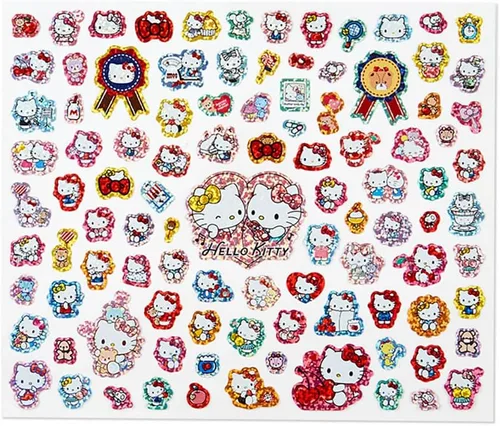 Vista 3 de Sanrio Hoja de calcomanías con purpurina de 100 piezas de personajes