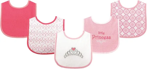 Vista 6 de Luvable Friends Baby Cotton Terry Drooler Bibs with PEVA Back, Transportation, One