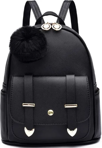 Vista 19 de I IHAYNER Mochila de moda para niñas, mini mochila para mujeres, adolescentes y niñas, monederos de piel sintética con pompón, bolsa de hombro