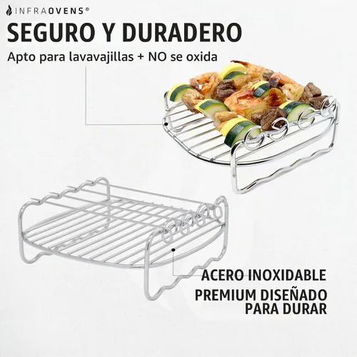 Vista 2 de Rejilla de brocheta para freidora de aire compatible con Cosori, Chefman, Philips y más, accesorios para freidora de aire Kabob de doble estante