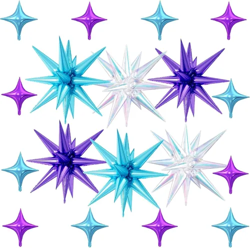 Vista 33 de 18 globos de estrella rosa, globo rosa bebé con 6 globos de estrella en explosión de 22 pulgadas, 12 globos de aluminio de cuatro estrellas