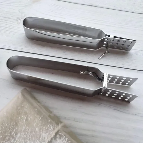 Vista 5 de Paquete de 2 exprimidores de bolsas de té de acero inoxidable, pinzas para bolsa de té de cocina, infusor de té de hierbas, soporte para bolsa