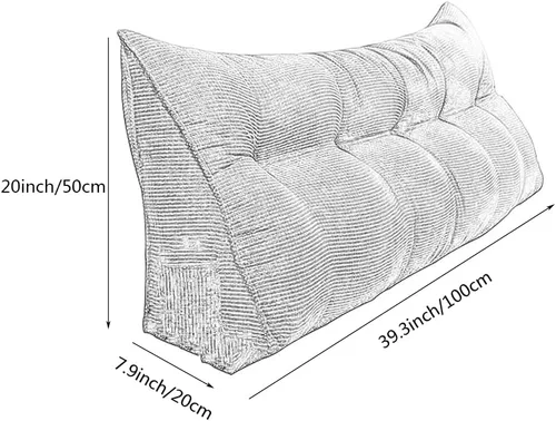Vista 6 de Almohada triangular grande de cuña de lectura, cojín para cabecero de cama, cojín para cabecero, cojín para cama individual, matrimonial, Queen, Azul