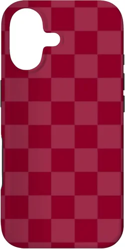 Vista 32 de Funda de diseño simple con diseño a cuadros rojo burdeos para iPhone 16
