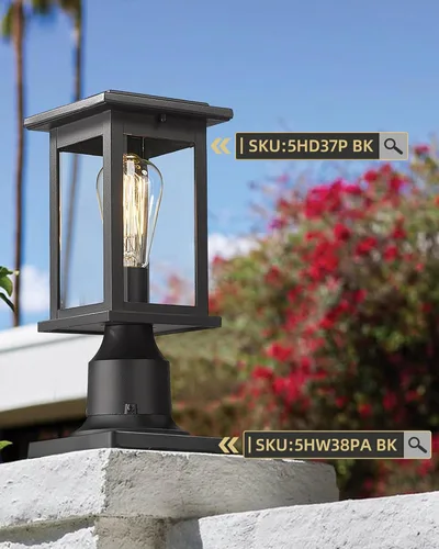 Vista 4 de Adaptador de luz de poste resistente, base de montaje de muelle de aluminio fundido HWH, 3 pulgadas, negro arena, 5HW38PA BK