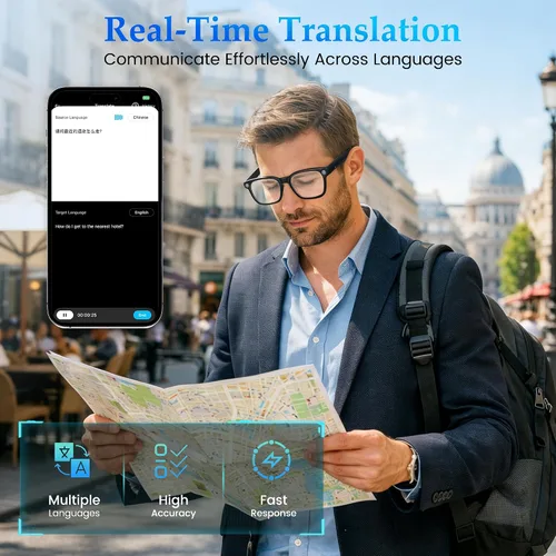 Vista 4 de Lentes inteligentes AI con cámara de 8 MP, grabación de video de 1080P y fotos HD para hombres y mujeres, gafas Bluetooth de audio de oído abierto
