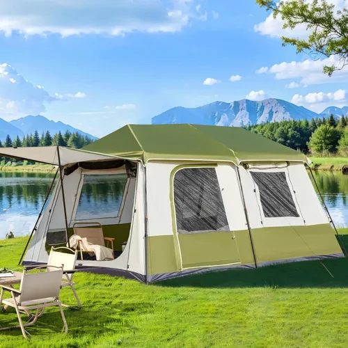 Vista 10 de YOLENY Instant Cabin Tent, 4-8 Person Quick Setup Family Camping Tent with Rainfly and Extended Canopy, Weather Resistant Tent with Mesh Windows and