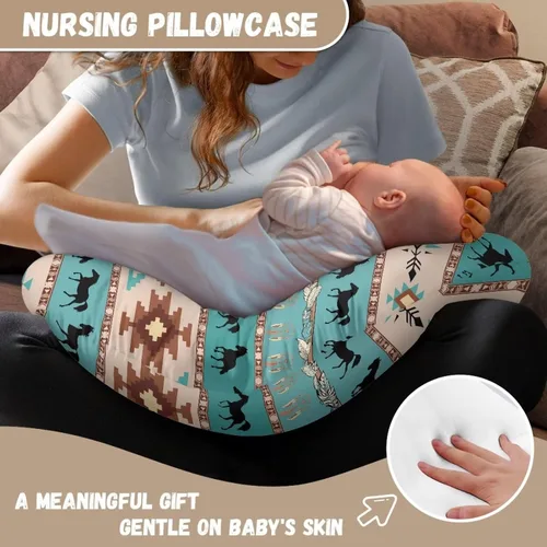 Vista 6 de Funda de almohada de lactancia azteca bohemia para bebés y niños, funda de almohada con cremallera oculta, funda de almohada de lactancia para niñas