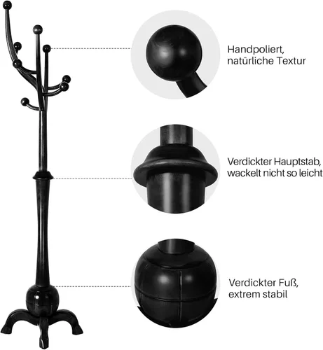 Vista 3 de Perchero de Pie de Madera Resistente con 8 Ganchos, Diseño Único con Aspecto de Rama de Árbol, Perchero de Árbol Premium para Colgar Ropa con Base