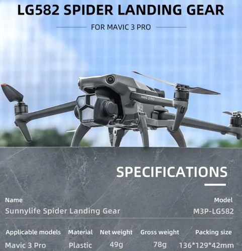 Vista 2 de Tren de aterrizaje para DJI Mavic 3 Pro, pata de araña de aterrizaje plegable compatible con accesorios DJI Mavic 3 Pro, gris